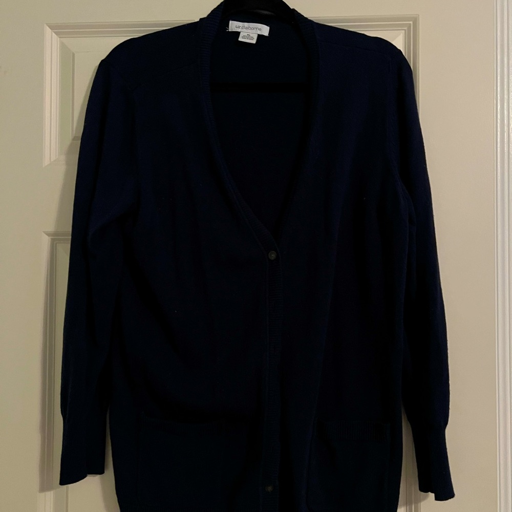 Vintage Liz Claiborne COTTON  Womens XL V-Neck Long Sleeve Cardigan